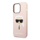 Maska za iPhone 14 Pro Karl Lagerfeld MagSafe Compatible Case Liquid Silicone Karl Head pink - KLHMP14LSLKHLP