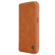 Maska za iPhone 15 Plus braon na preklop Nillkin Qin Pro - 605039
