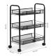 MODERNHOME Metalna mobilna polica za kupatilo sa 3 nivoa i točkićima black - PJJKT0103-03