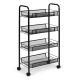 MODERNHOME Metalna mobilna polica za kupatilo sa 4 nivoa i točkićima black - PJJKT0103-04