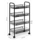 MODERNHOME Metalna mobilna polica za kupatilo sa 4 nivoa i točkićima black - PJJKT0103-04
