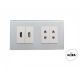 Wise Utičnica modularna HDMI, USB, 2 euro utičnice - stakleni panel beli - PMK000173A00000