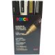 Uni marker set Posca PC-5M 4/1  crni,beli,srebrni i zlatni - 67846