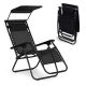 MODERNHOME Podesiva baštenska fotelja sa tendom, crna - ZRL009-R BLACK