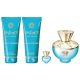 Versace Dylan Turquoise poklon set  ( EDT 100 ml + SG 100 ml + BGel 100 ml + Mini 5 ml ) - QKPGB0010
