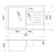 METALAC INKO Sudopera XGranitna Quadro Plus 1.5D 780x500 fi 90 sa sifonom šampanj - 175431
