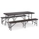 MODERNHOME Baštenski sklopivi set sto 180cm sa klupama Ratan, braon - RZK80B2PCSRBK18