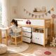 Kombinovani krevet KINDER HOME CHERRY sa radnim stolom, komodom, garderoberom i ramom za dušek - EP3228534