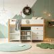 Dečiji kombinovani krevet KINDER HOME DINO sa policama, garderoberom, komodom i ramom za dušek - EP3222669