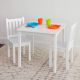 KINDER HOME Dečiji drveni sto sa 2 stolice, set za učenje, crtanje, igru, jelo - BELI - TF-6644-V