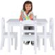 Dečiji sto sa 4 stolice KINDER HOME, drveni set za igru i učenje, beli - TF-6645-V