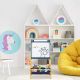 KINDER HOME Dečija drvena tabla sa magnetima na postolju, plavo/žuta - TF6057