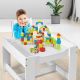 KINDER HOME Dvostrani dečiji drveni sto sa 2 stolice belo-sivi - TF6265