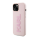 Maska za iPhone 15 6.1 Karl Lagerfeld 3D Rubber Glitter Logo roze (KLHCP15S3DMBKCP) - 211137