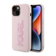 Maska za iPhone 15 6.1 Karl Lagerfeld 3D Rubber Glitter Logo roze (KLHCP15S3DMBKCP) - 211137
