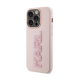 Maska za iPhone 15 Pro 6.1 Karl Lagerfeld 3D Rubber Glitter Logo roze (KLHCP15L3DMBKCP) - 211138