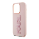 Maska za iPhone 15 Pro Max 6.7 Karl Lagerfeld 3D Rubber Glitter Logo roze (KLHCP15X3DMBKCP) - 211139