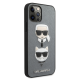 Maska za iPhone 12/12 Pro 6.1 Karl Lagerfeld CPU Saffiano K&C Heads srebrna (KLHCP12MSAKICKCSL) - 205342