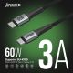 SUPERIOR USB data kabal SU-K102 pleteni Fast 60W 3A Type C na Type C 1m, crna - U2105