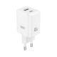 XO Kućni punjač od 45W (USB-C + USB-A) CE36, bela - 1820053