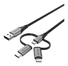 VENTION USB kabl 3 u 1 (Type-C/Micro/Lightning) 1.5m - Sivi - 043728