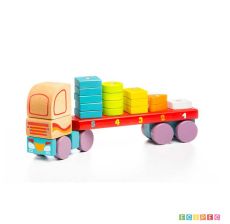 CUBIKA Drveni kamion sa geometrijskim figurama – 19 elemenata - 13425