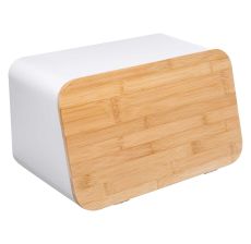 FIVE Kutija za hleb i daska za sečenje 37x22,5x23,5cm metal/drvo bela - 151193A