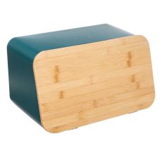 FIVE Kutija za hleb i daska za sečenje 37x22,5x23,5cm metal/drvo plava - 151193D