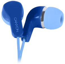 CANYON Stereo Earphones with inline microphone, Blue, cable length 1.2m, 20*15*10mm, 0.013kg - CNS-CEPM02BL