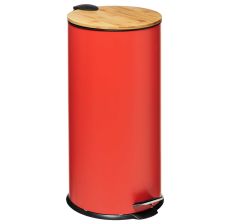 FIVE Kanta za smeće na pedalu 30 L metal/bambus crvena - 164646E