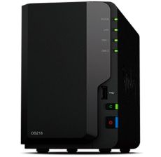 Synology DiskStation DS218, Tower, 2-bays 3.5'' SATA HDD/SSD, CPU 4-core 1.4 GHz; 2GB DDR4 non-ECC; RJ-45 1GbE LAN Port; USB 2.0, 2x USB 3.0; USB / SD Copy; 1.3 kg; 2yr warranty - DS218