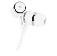 CANYON Stereo earphones with microphone, White, cable length 1.2m, 23*9*10.5mm,0.013kg - CNE-CEPM01W