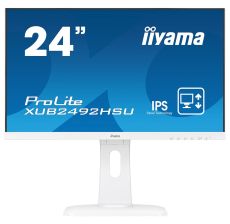 IIYAMA Monitor Prolite, 24" WHITE, ETE ULTRA SLIM LINE , 1920x1080, ETE IPS-panel, 13cm Height Adj. Stand, Pivot, 250 cd/m², Speakers, VGA, HDMI, DisplayPort, 4ms (23,8" VIS) - XUB2492HSU-W1