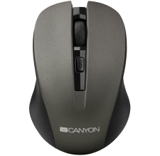 CANYON 2.4GHz wireless optical mouse with 4 buttons, DPI 800/1200/1600, Gray, 103.5*69.5*35mm, 0.06kg - CNE-CMSW1G