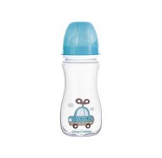 CANPOL Flašica za bebe sa širokim vratom 300 ml, Anticolic - "Easystart"- Igračka plave bojei auto - 35-222_blu