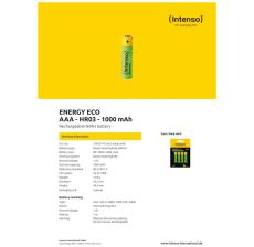 INTENSO Baterija punjiva AAA / HR03, 1000 mAh, blister 4 kom - AAA / HR03/1000 - 12513