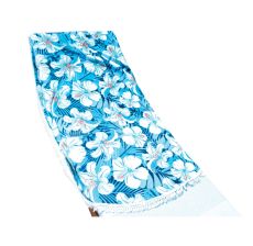Okrugli peškir za plažu R150cm, cvetni dezen sv.plavo/beli - 5527-1