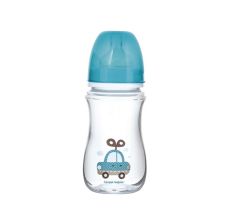 CANPOL Flašica za bebe sa širokim vratom 240 ml, Anticolic "Easystart"- igračka plave bojei auto - 35-221_blu