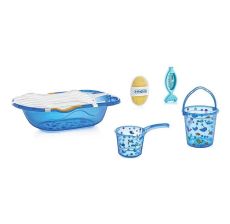 BABYJEM Set za kupanje 6 delova Blue (kadica, podloga, termometar, sunđer, bokal, kofica) - 92-25405