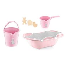 BABYJEM Set za kupanje 5 delova pink (kadica, podloga, sunđer, bokal, kofica) - 92-24392