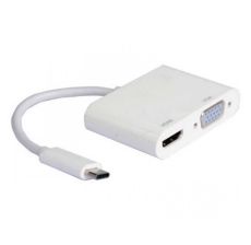 E-GREEN Adapter USB 3.1 tip C (M) - HDMI + VGA (F) beli - 70688