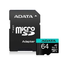 A DATA UHS-I U3 MicroSDXC 64GB V30S class 10 + adapter AUSDX64GUI3V30SA2-RA1 - KAR00536