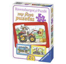 Ravensburger puzzle (slagalice) - Moje prve puzzle, 3 u 1, mašine - RA06573