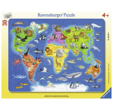 Ravensburger puzzle (slagalice)- Mapa sveta sa životinjama - RA06641