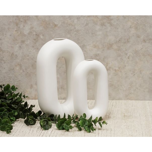 DEKOR DOM Vaza 28m Ellissoide, bela - 024388