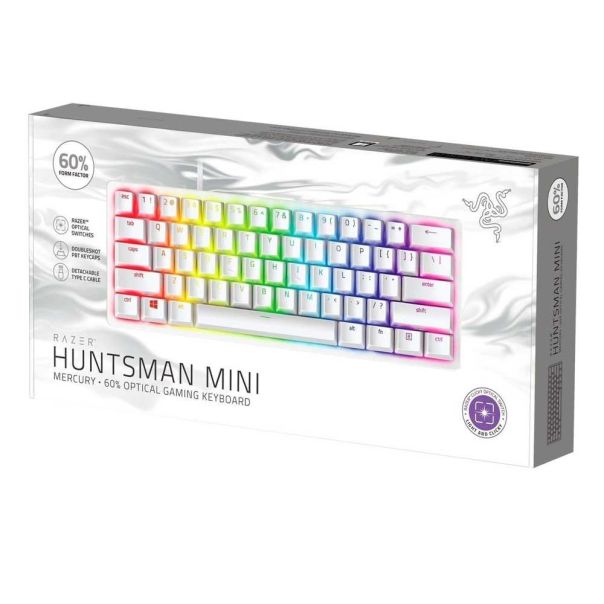 RAZER Gejmerska tastatura Huntsman Mini Mercury Edition 60% Opto-Gaming (Clicky Purple Switch) - 040035