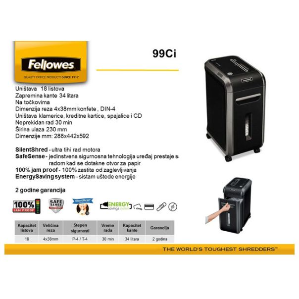 FELLOWES Uništivač dokumentacije (konfete) 99Ci Fellowes 4691002 - 000000764