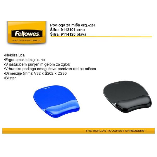 FELLOWES Ergonomska podloga za miša sa odmaračem  9112101 crna blister - 9269-1