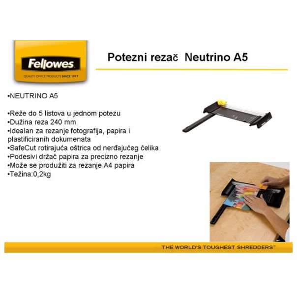 FELLOWES Rezač stoni za papir A5 Neutrino Fellowes 5412701 - 6702-1-1-1