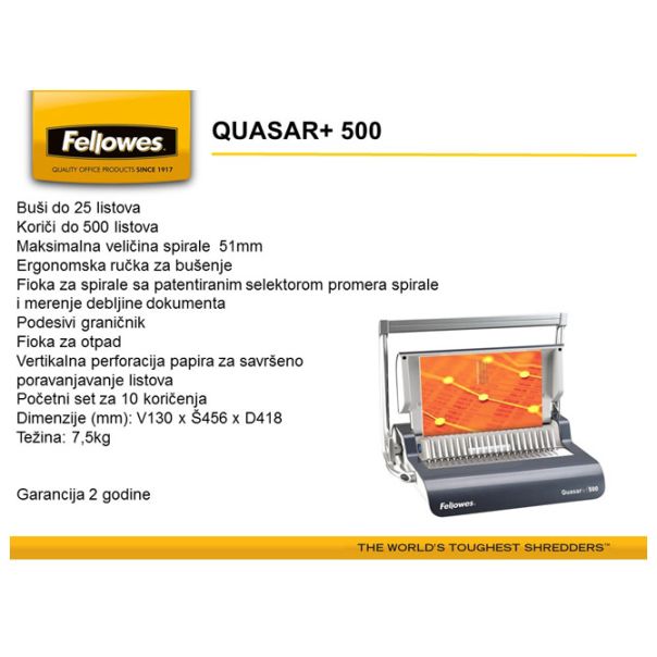 FELLOWES Mašina za spiralno koričenje Quasar+ 5627701 - 000004850